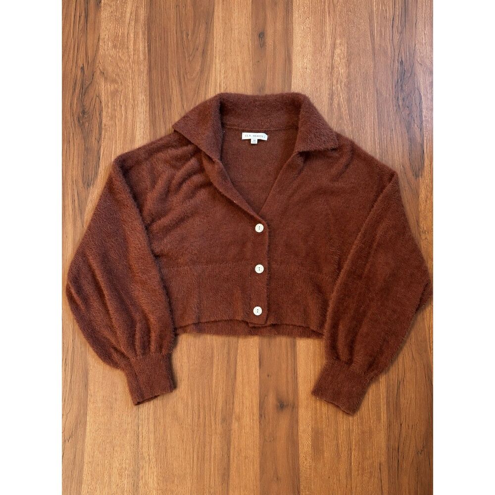 LA Heart Cropped Brown Sweater - XS